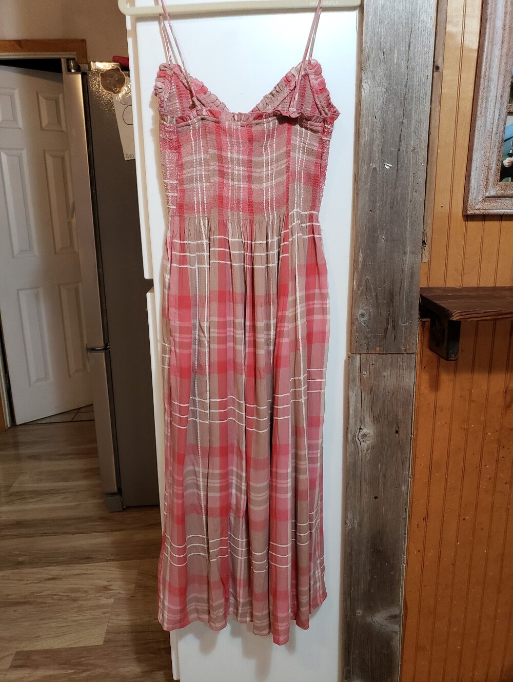 Free People New With Tags Sweet Nothings Midi/maxi Reds/tan Plaid Dress Med - Picture 8 of 9